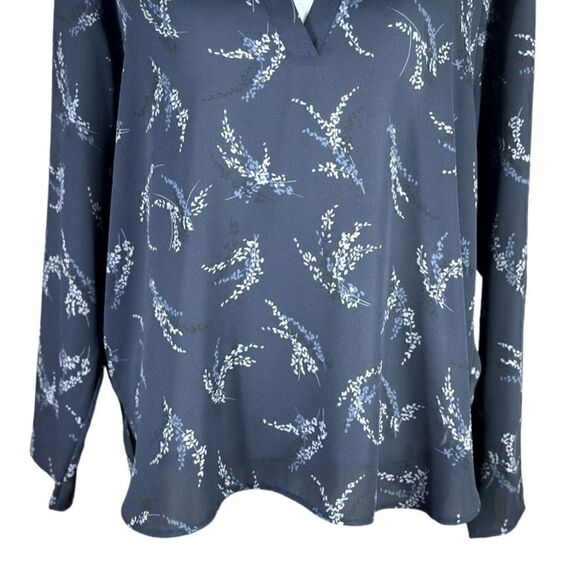 Vince Sprig Floral Print Popover Long Sleeve Blouse Size Medium 📦 - Picture 10 of 11